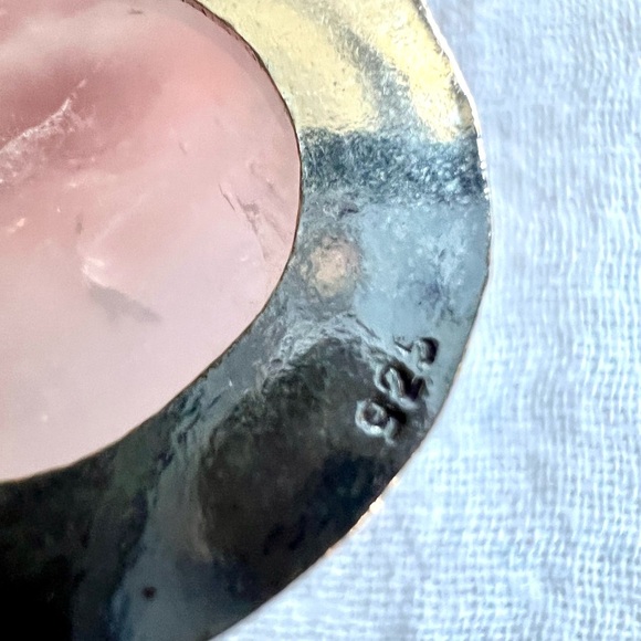 925 ORNATE Rose Quartz + Larimar Necklace Pendant - Picture 9 of 10